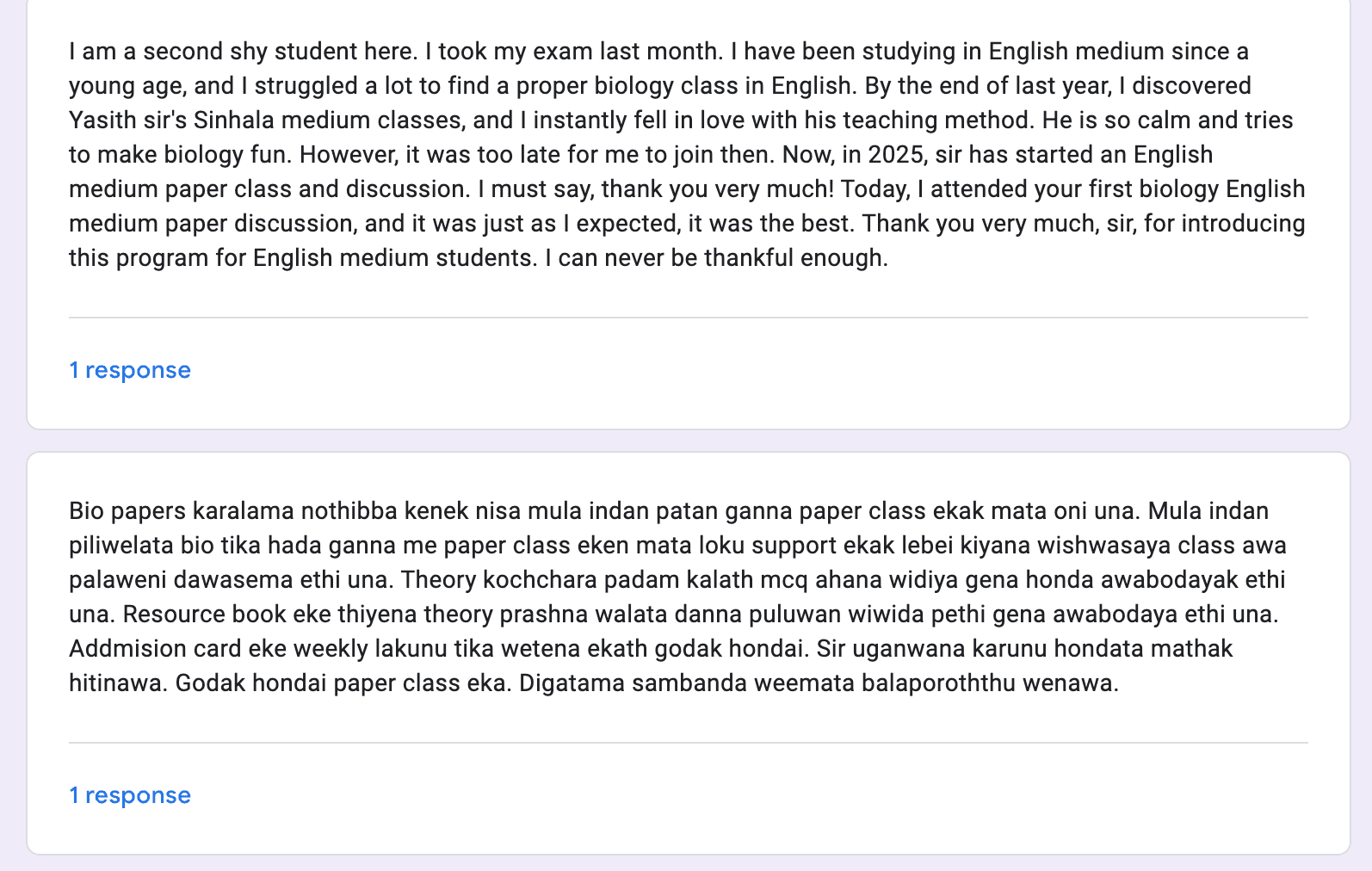 Student feedback 4